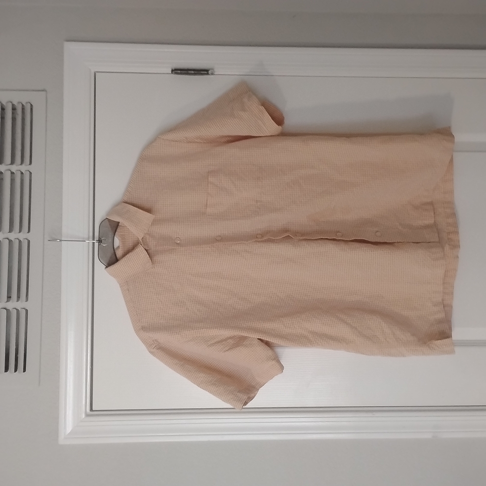 Beige Short Sleeve Button-Up Shirt